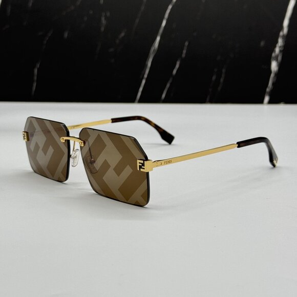 NEW FENDI GOLD BROWN UNISEX SUNGLASSES FENDI FE40043U 33G main image 9